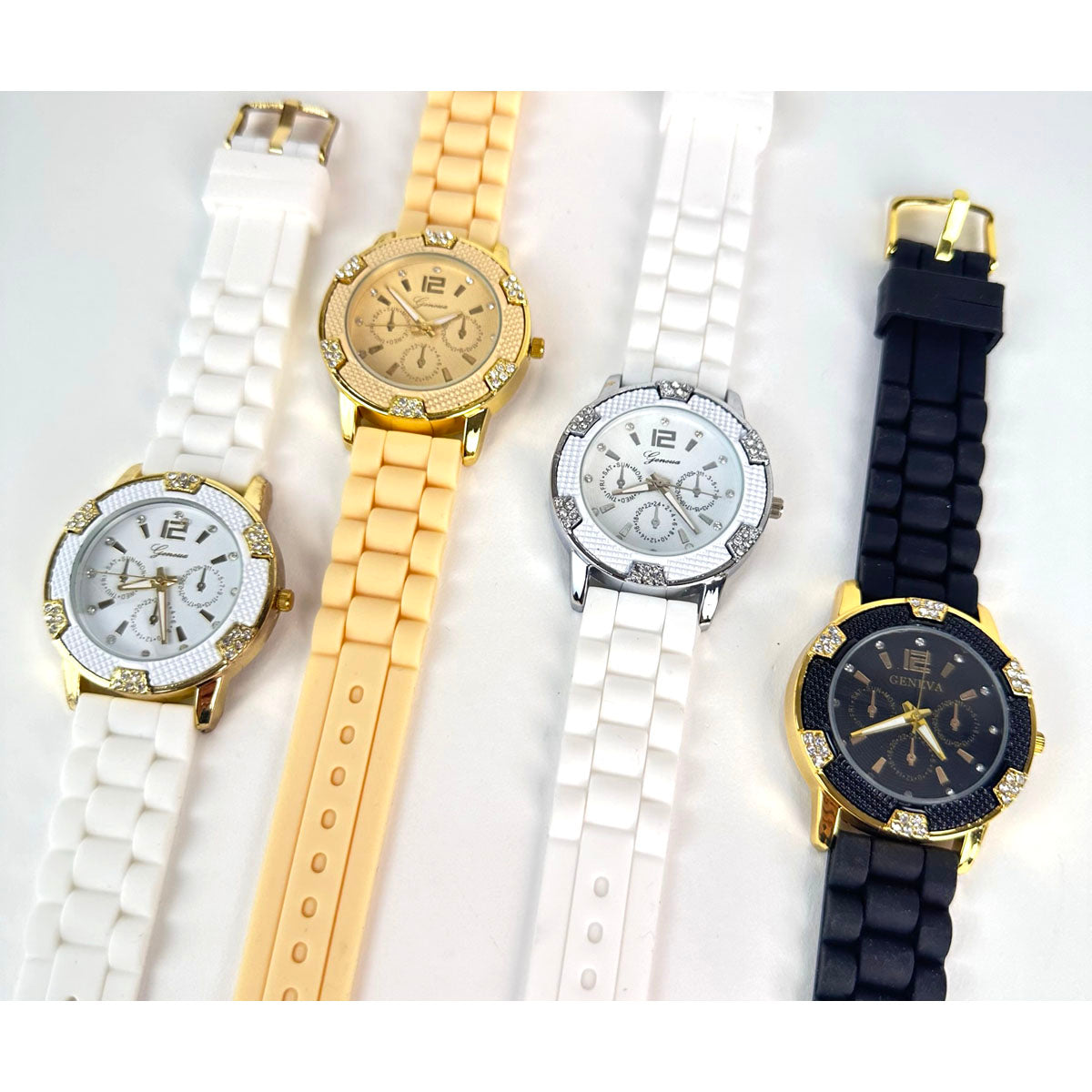 CLEARANCE SALE - Geneva Silicon Band Watch Wholesale 4 Colors