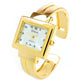 Gold Square Dial Slim Design Bangle Cuff Watch for Women