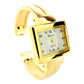 Gold Square Dial Slim Design Bangle Cuff Watch for Women