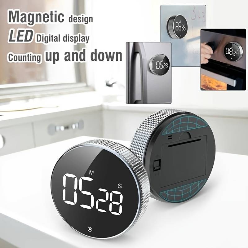 Digital Kitchen Timers, Visual timers Large LED Display Magnetic Countdown  Countup Timer for Classroom Cooking Fitness Baking Studying Teaching, Easy  for Kids and Seniors Silver : : Home & Kitchen