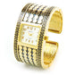 Gold Large Bracelet Square Face Women's Bangle Cuff Watch