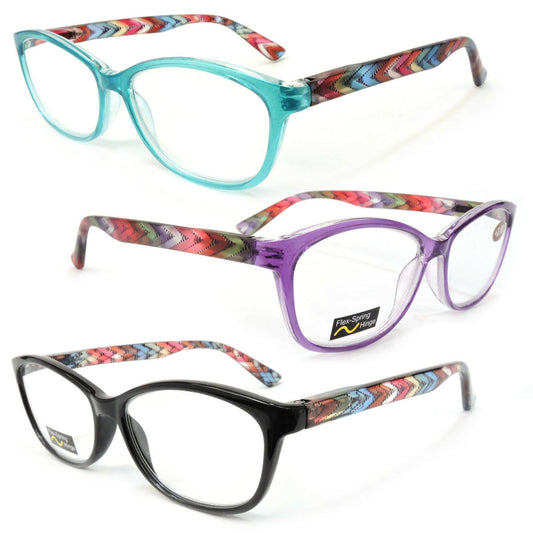 Classic Frame Reading Glasses Colorful Arms Retro Vintage Style