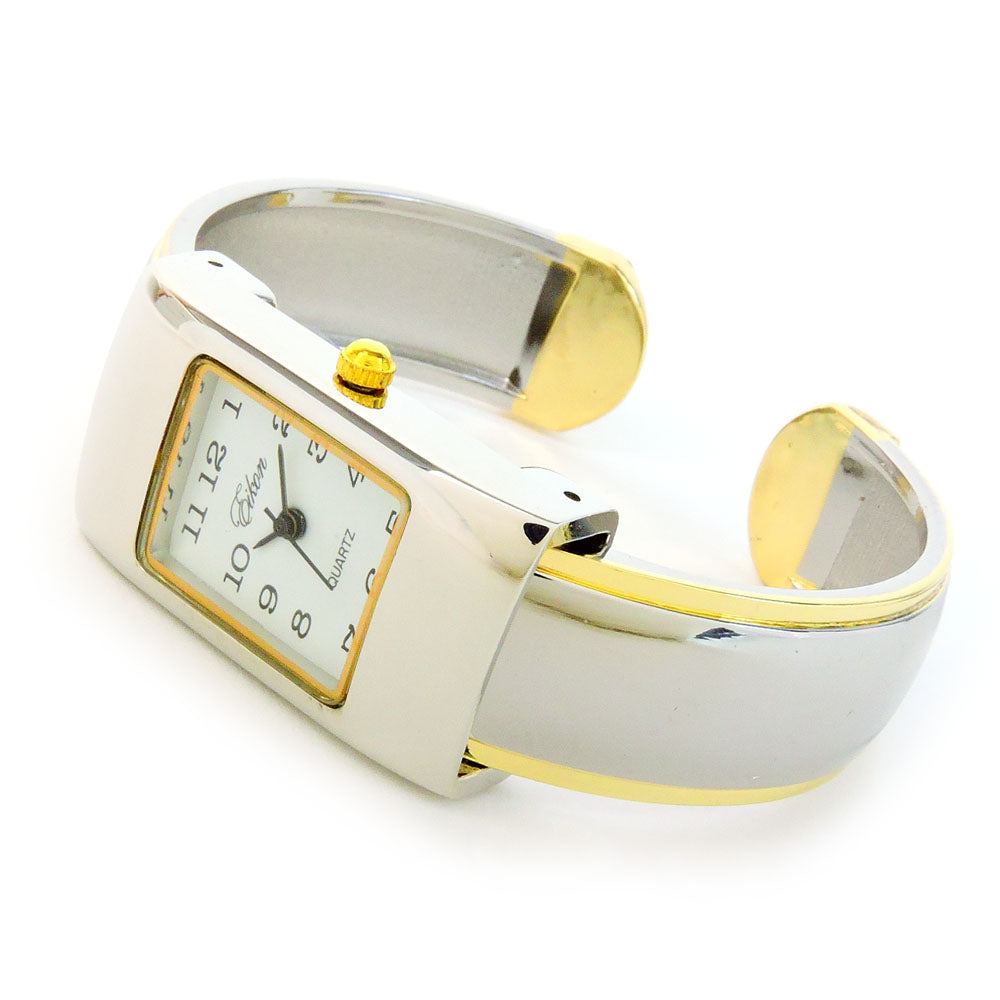 2Tone Small Size Rectangle Case Easy to Read Women's Bangle Cuff