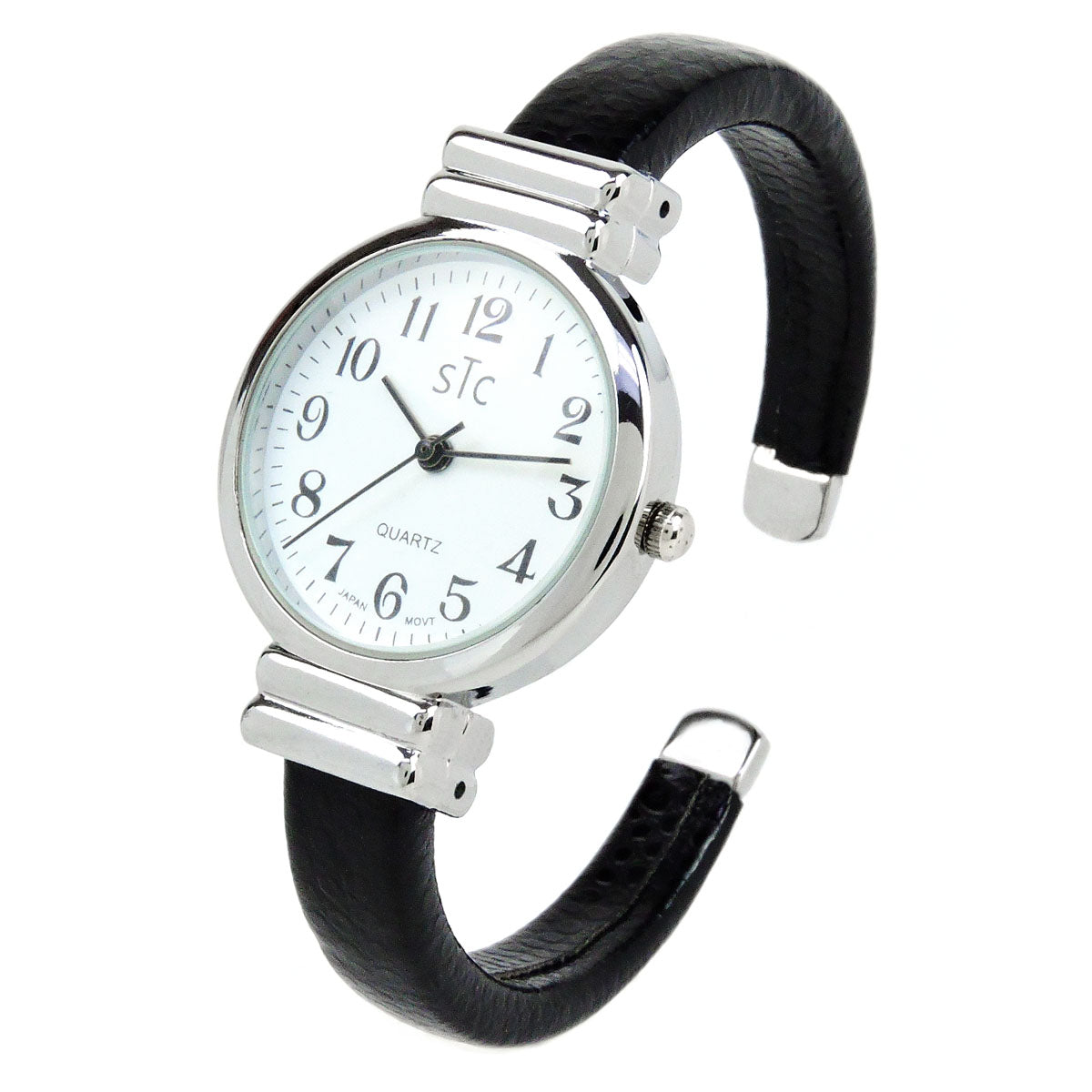 Vavna Classic Women's Easy Reader Sliver Stainless Steel Expansion Band  Digital Watch Spring Strap Bracelet Wrist Watch Glow in Dark (Dial 30 Black)