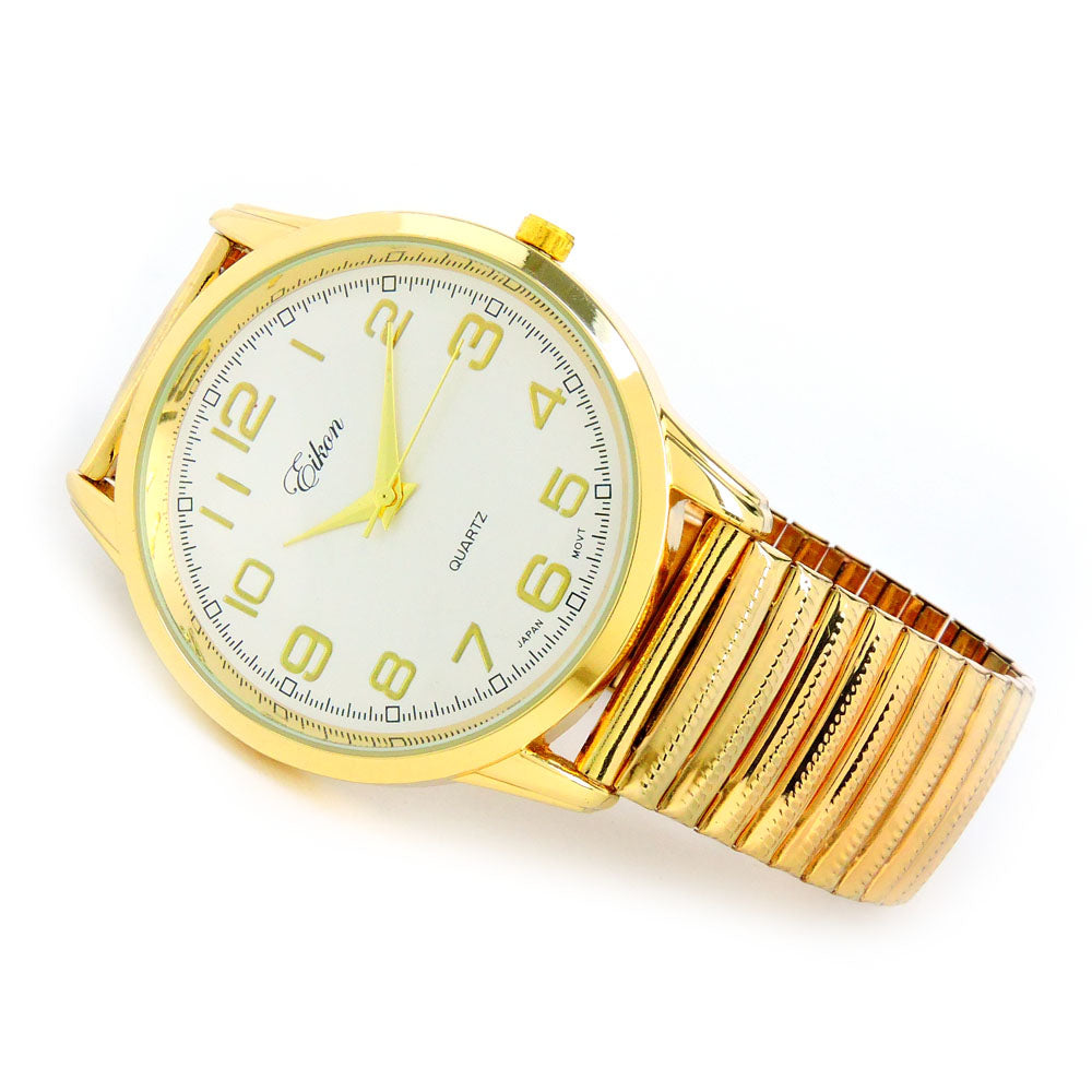 Round Face Stretch Watch in Gold | Altar'd State