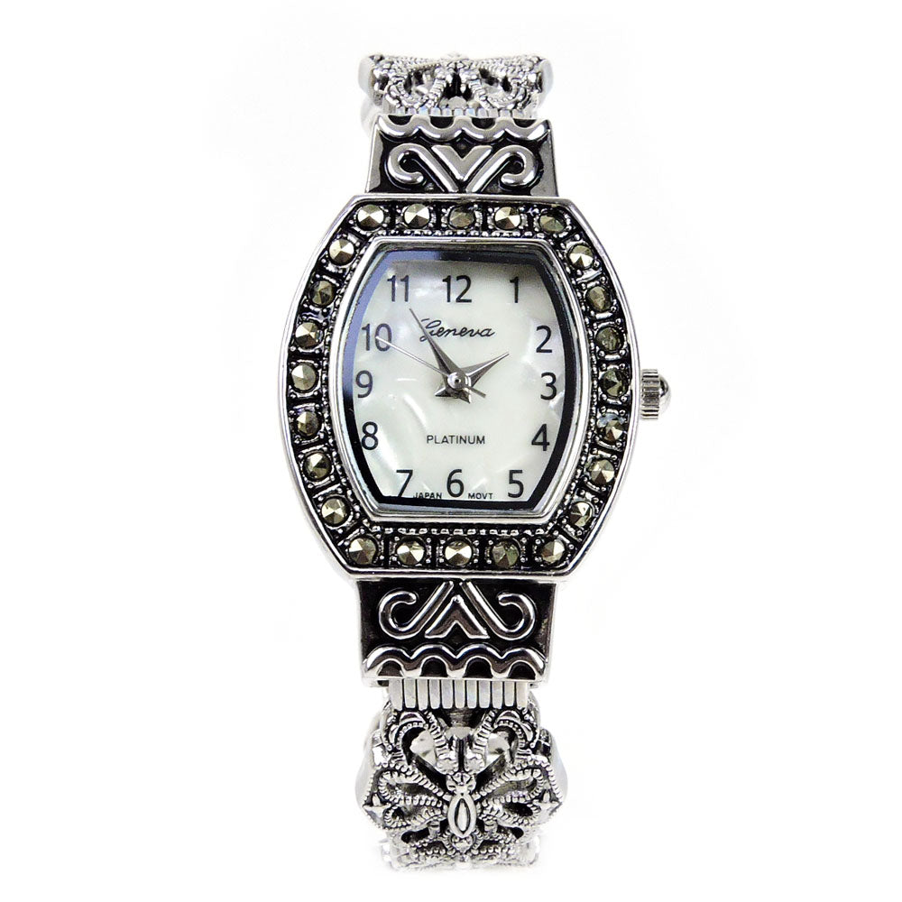 Vintage Marcasite 925 Sterling Silver Diamond Logo Ladies Watch Band | eBay